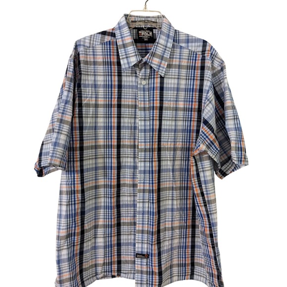 South Pole Plaid Button Up Short Sleeve Shirt‎ Mens XL - Picture 1 of 4